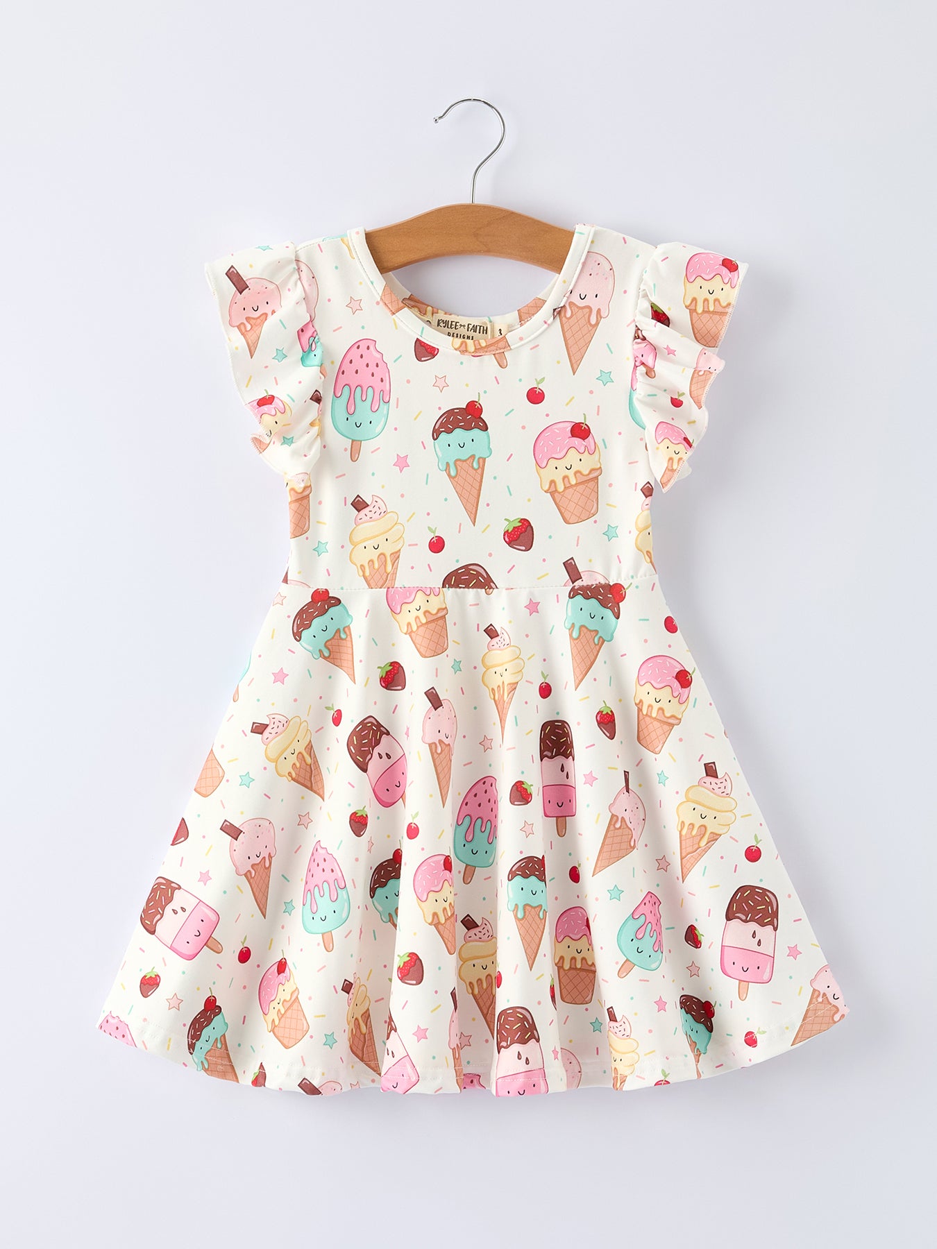Colorful Ice Cream Pattern Girls Summer Dress  Rylee Faith Designs