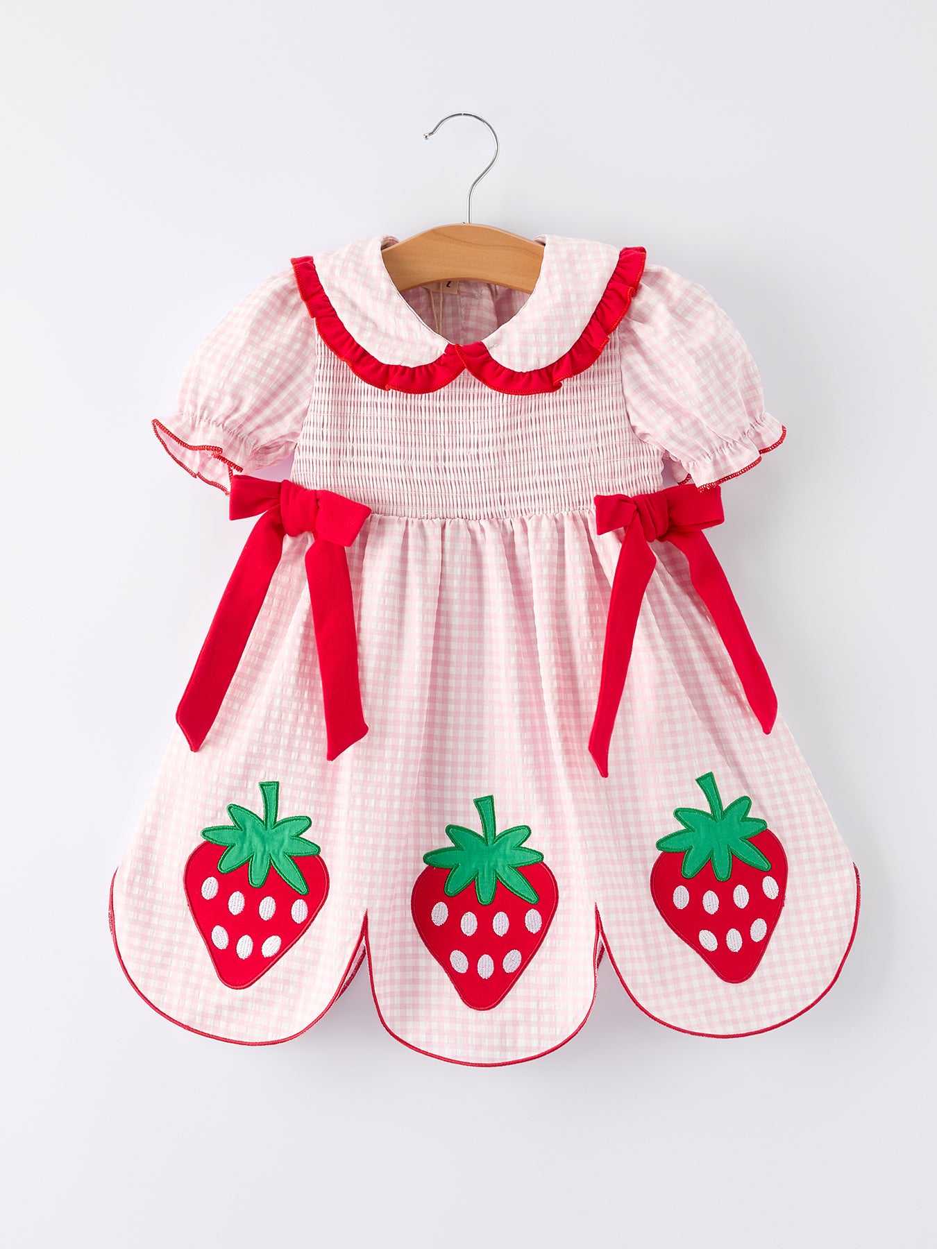 Girls' Plaid Smocked Strawberry Applique Dress – Rylee Faith Designs
