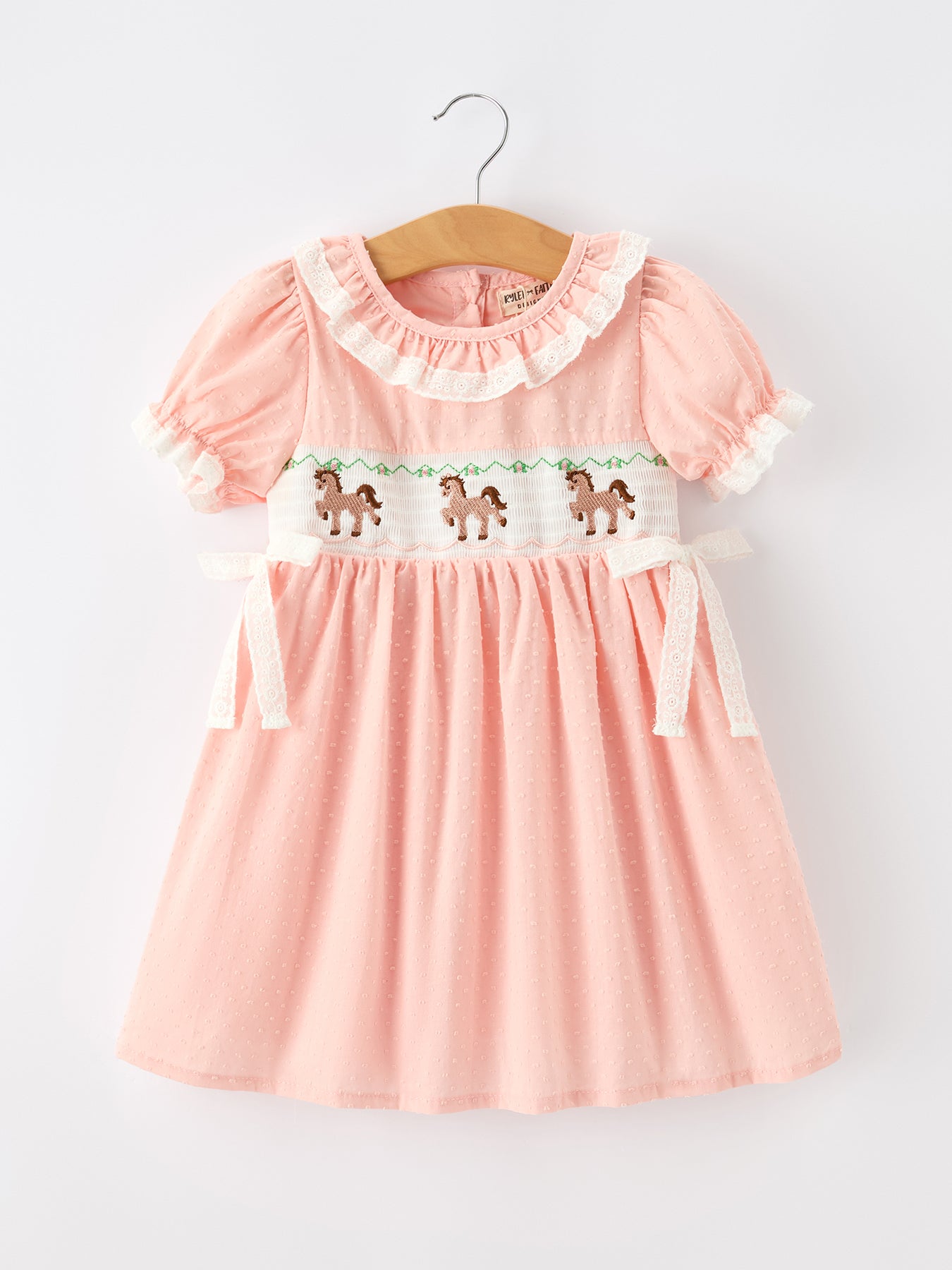 Western Horse Embroidery Girls Dress Lace Petals Collar Puff Sleeve  Rylee  Faith Designs
