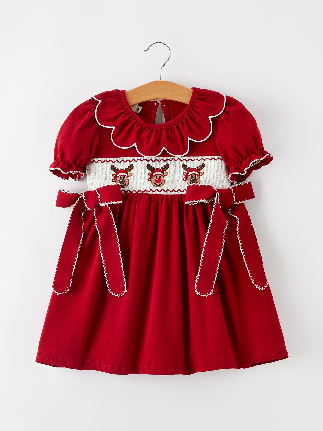 christmas dress smocked Girls Reindeer Red Bow – Rylee Faith Designs Long Sleeve Short Black Do not tumble dry Stylist Picks March 2026 Color:LagoonBlue (Teal)