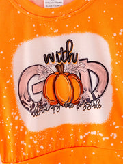 Fall Thanksgiving Halloween 4 pieces Long sleeve O-neck T-shirt