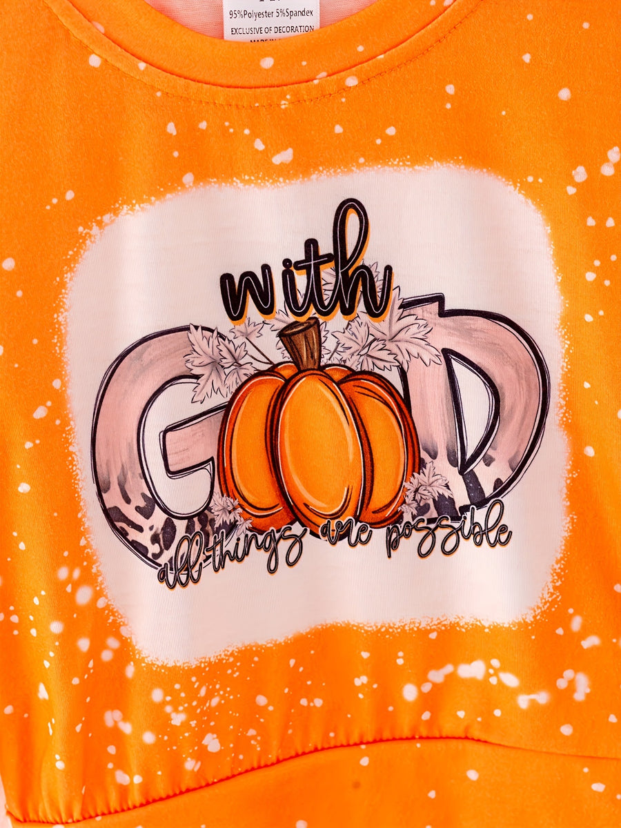 Fall Thanksgiving Halloween 4 pieces Long sleeve O-neck T-shirt