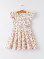 Daisy Milk Silk Fly Sleeve Girls Dress