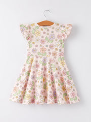 Daisy Milk Silk Fly Sleeve Girls Dress