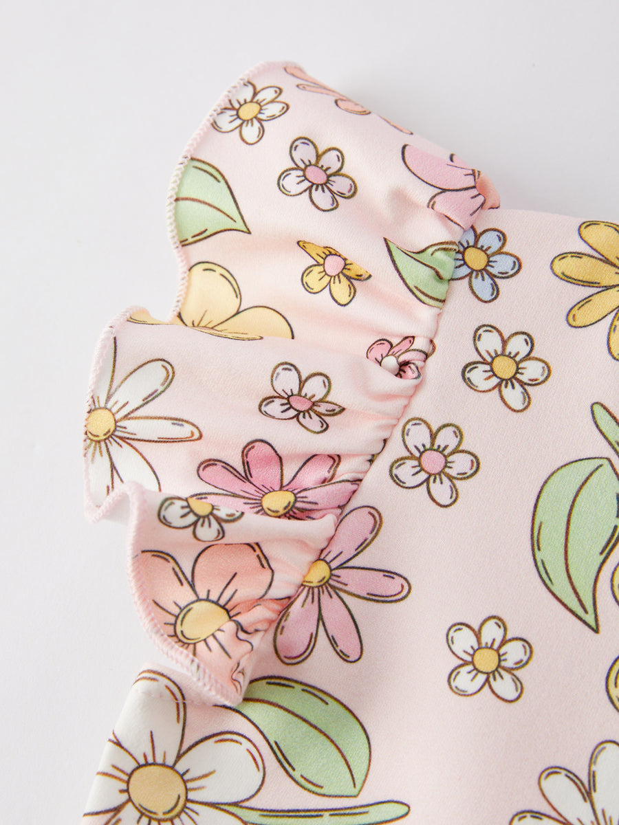 Daisy Milk Silk Fly Sleeve Girls Dress