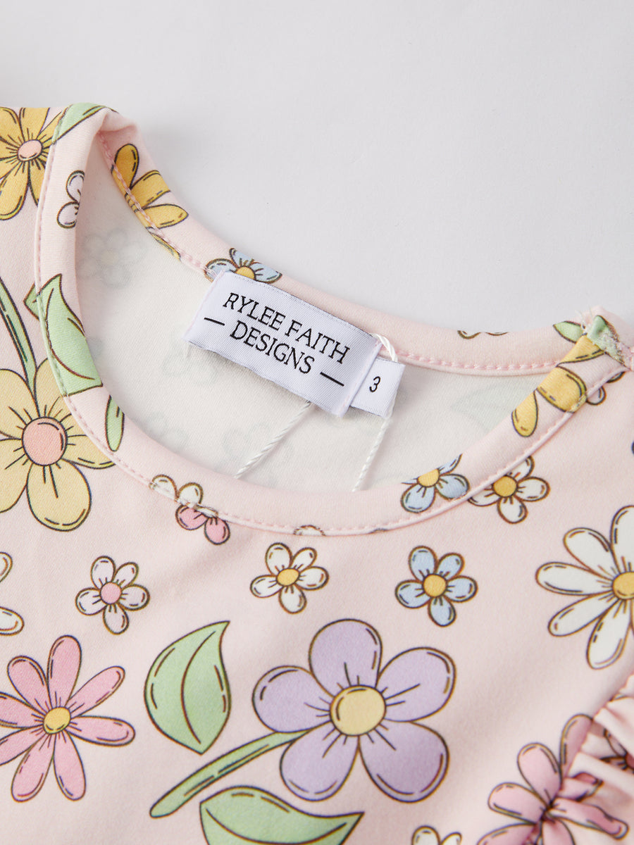Daisy Milk Silk Fly Sleeve Girls Dress