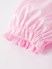 White Bow Smock Embroidered Pink Dress