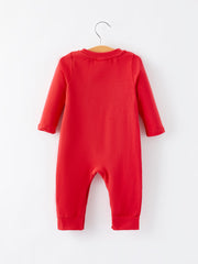 Christmas Red Smocking Reindeer Embroidery Boys Romper