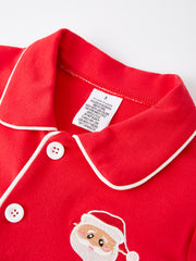 Christmas Red Boys Santa Claus Embroidered Pajamas