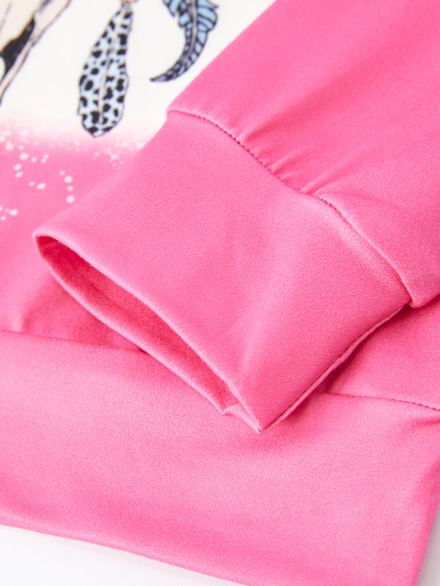 4 pieces Long sleeve Hoodies Set Bright Print