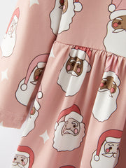 Girls Christmas Santa Print Stripe Dress 2-piece Set