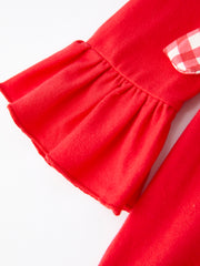 Christmas Bow Red Smocking Reindeer Embroidery Girls Dress