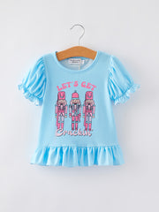 Girls Character Print Blue Outfit Set