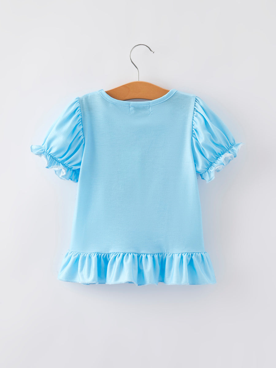 Girls Character Print Blue Outfit Set