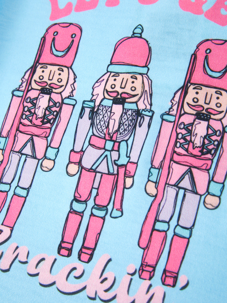 Girls Character Print Blue Outfit Set