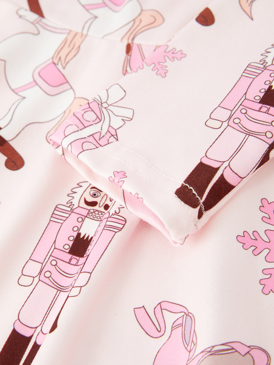 Christmas Character White Horse Print Girls Dress