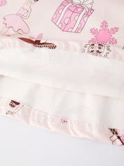 Christmas Character White Horse Print Girls Dress