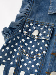 4th of july Stars Stripes Vest Girls Denim Vest