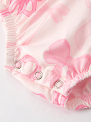 Girls Pink Bow Print Romper