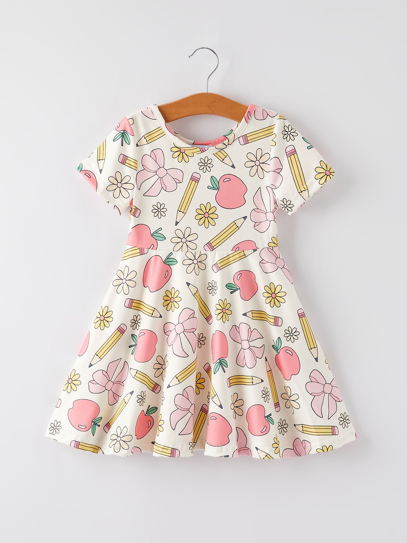 Back to School Apple, Pencil, and Floral Print Girls Dress 6 Back to School Apple, Pencil, and Floral Print Girls Dress 6