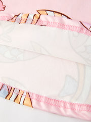 Girls Fish Print Fly Sleeve Dress