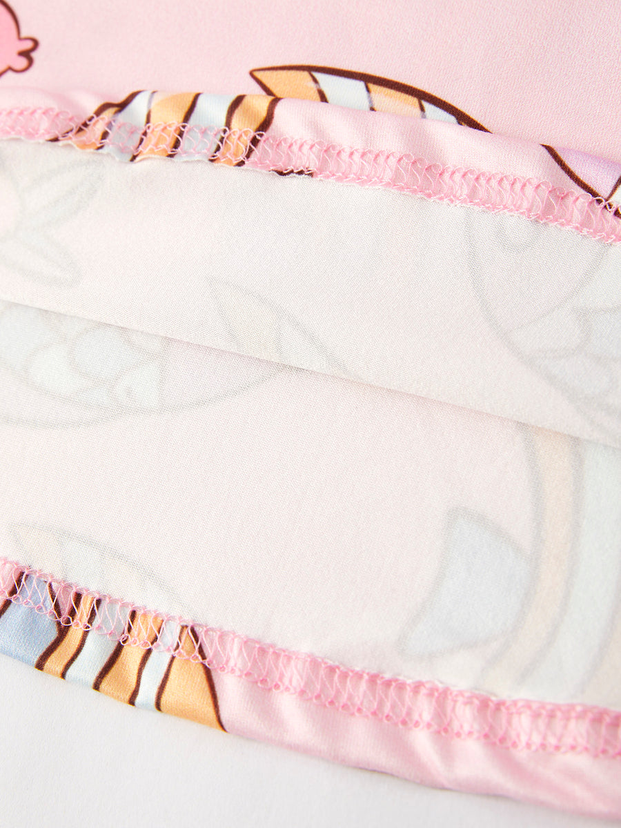 Girls Fish Print Fly Sleeve Dress