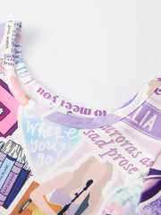 Ts lavender Twirly  Print Girls Milk Silk Dress