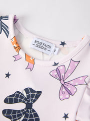 Halloween Bow Print Cute Girls Dress