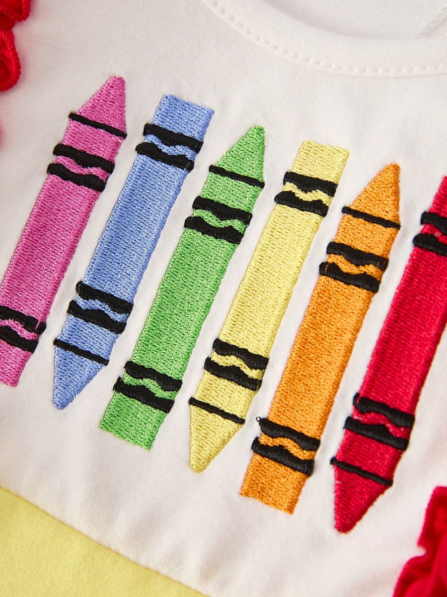 Back-To-School Embroidery Girls' Dress