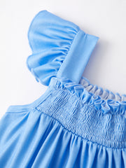 Blue Butterfly Girls Suspender Dress 2-piece set