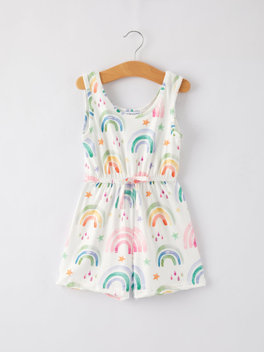 Rainbow Striped Milk Silk 3-piece Jumpsuit Set