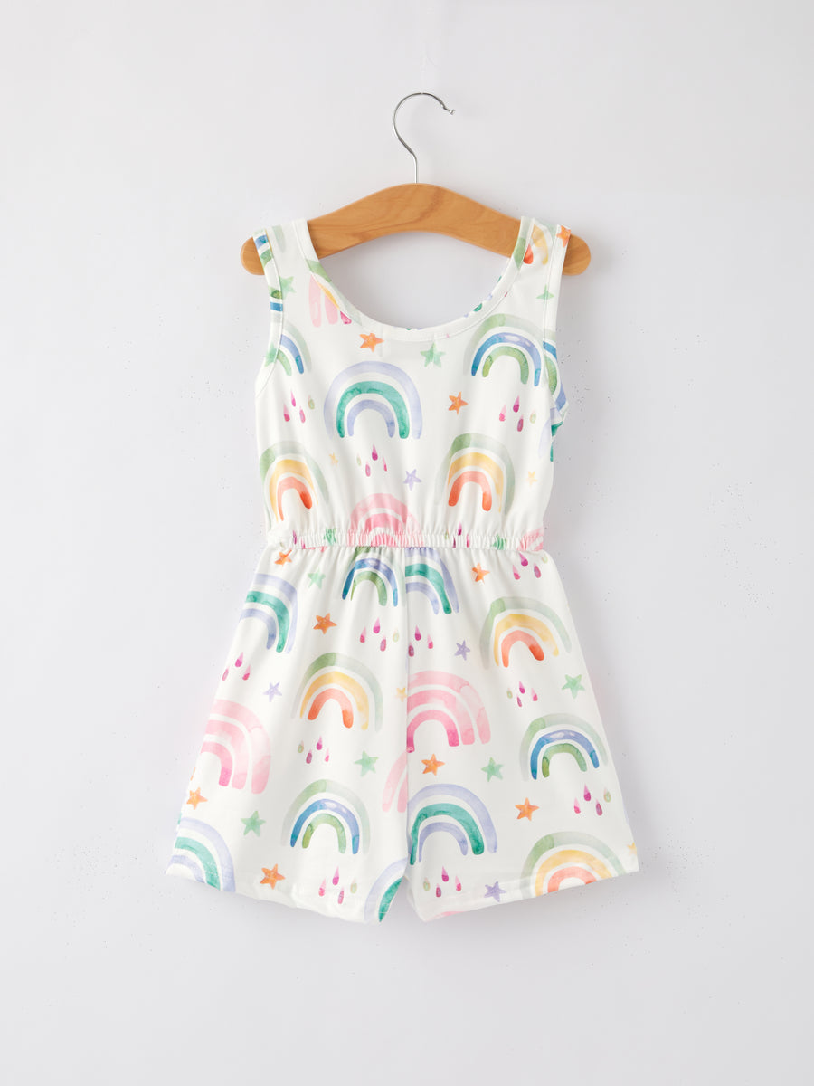 Rainbow Striped Milk Silk 3-piece Jumpsuit Set