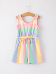 Rainbow Striped Milk Silk 3-piece Jumpsuit Set