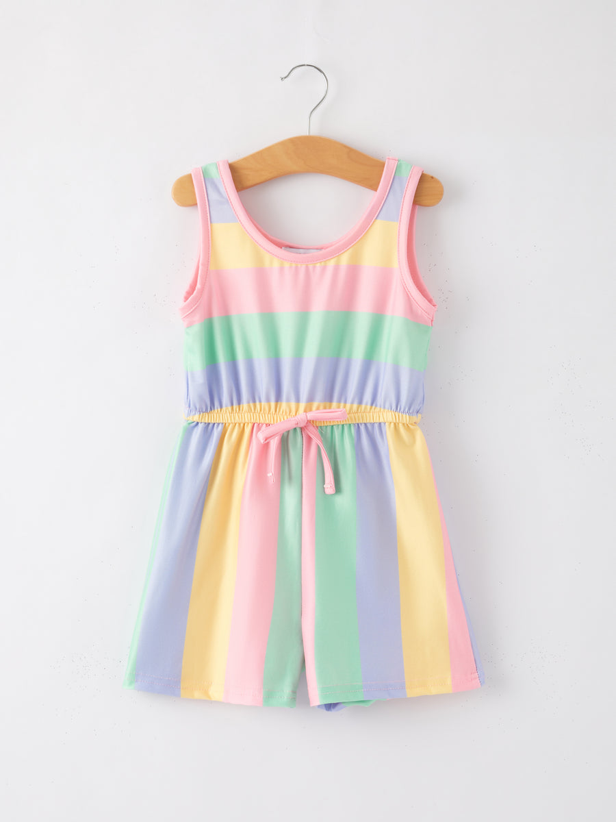 Rainbow Striped Milk Silk 3-piece Jumpsuit Set