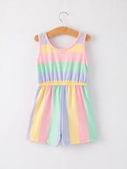 Rainbow Striped Milk Silk 3-piece Jumpsuit Set