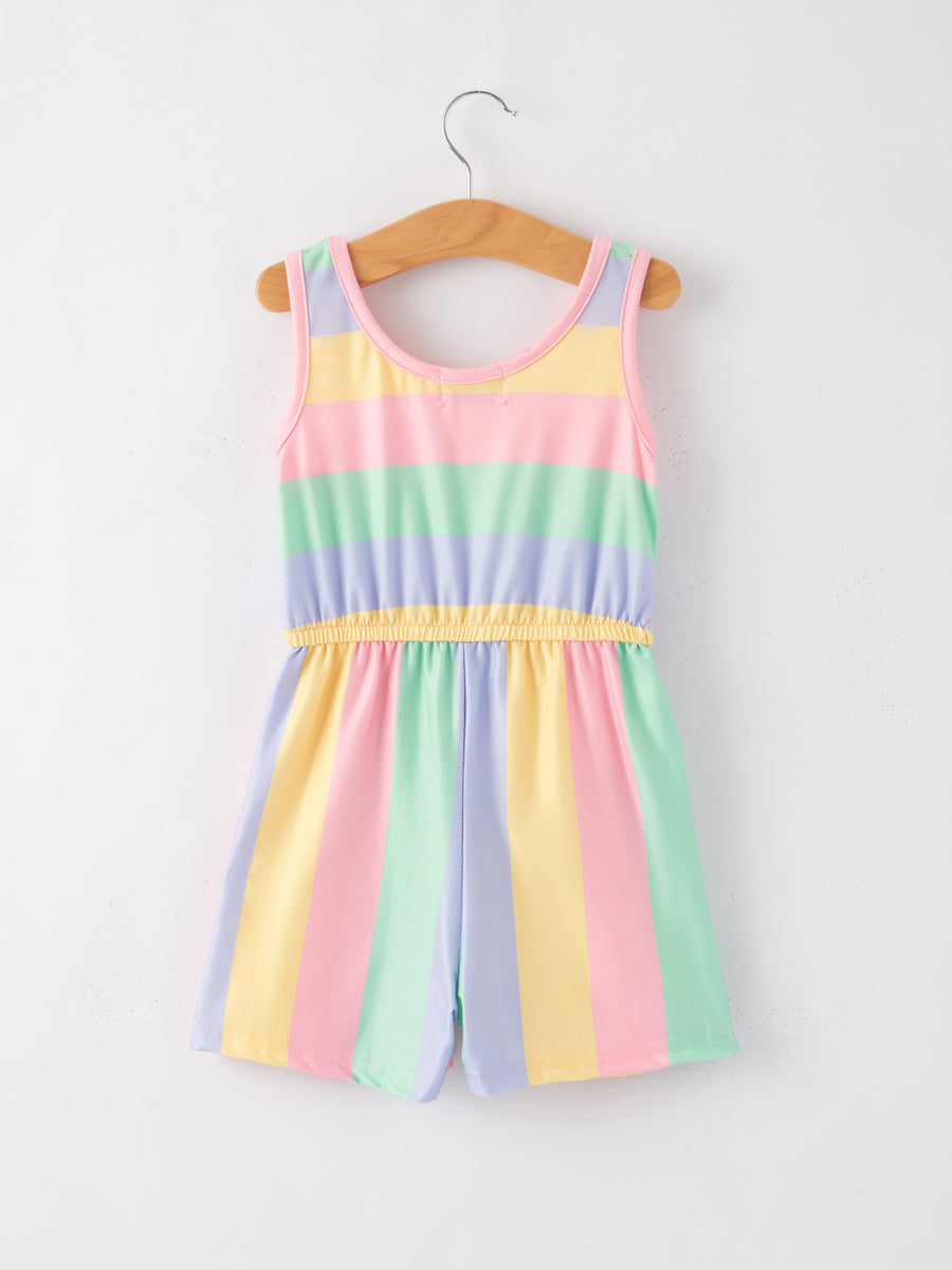 Rainbow Striped Milk Silk 3-piece Jumpsuit Set