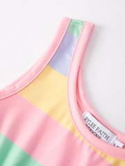Rainbow Striped Milk Silk 3-piece Jumpsuit Set