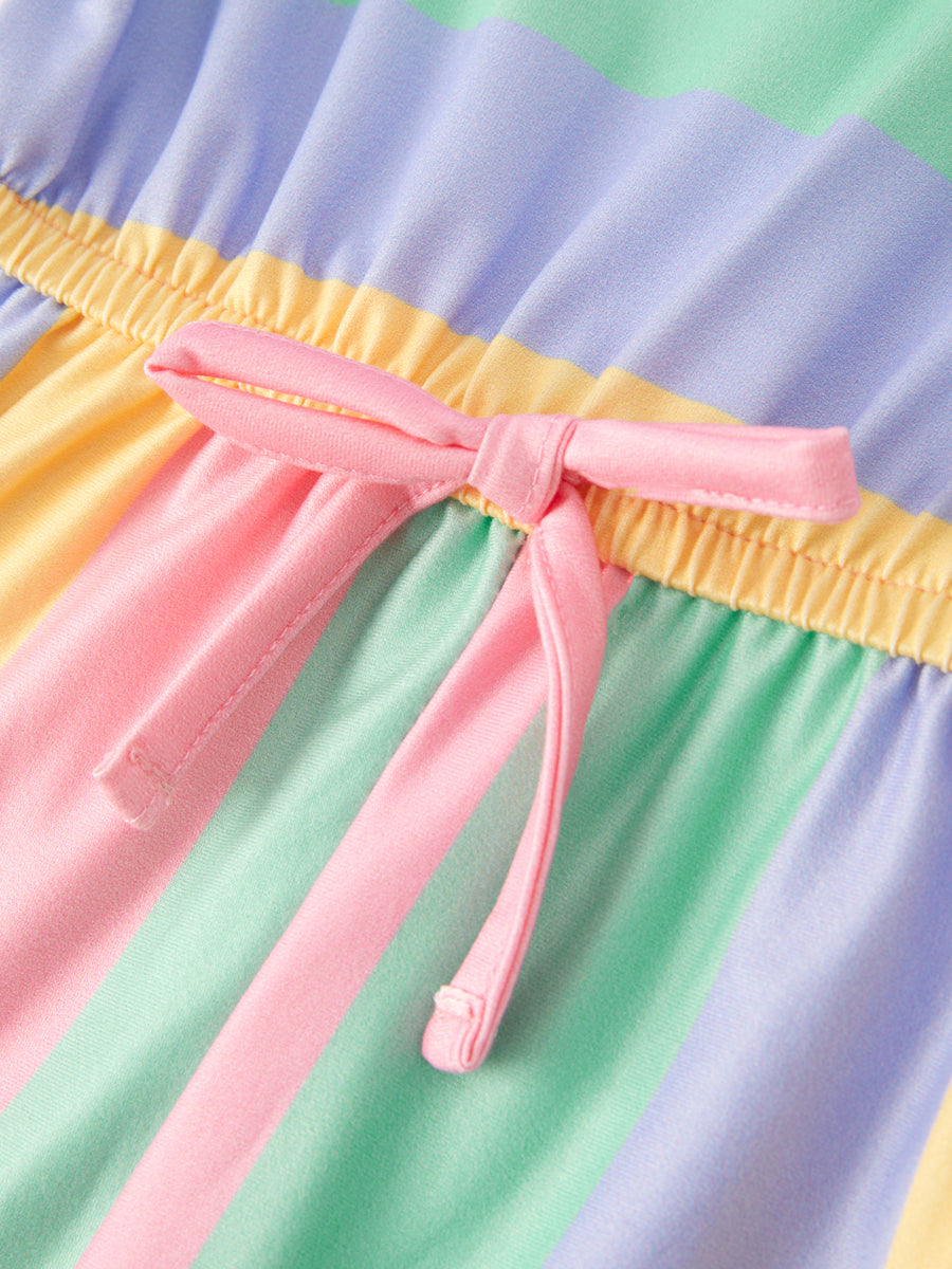Rainbow Striped Milk Silk 3-piece Jumpsuit Set