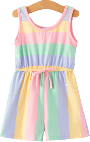 Rainbow Striped Milk Silk 3-piece Jumpsuit Set