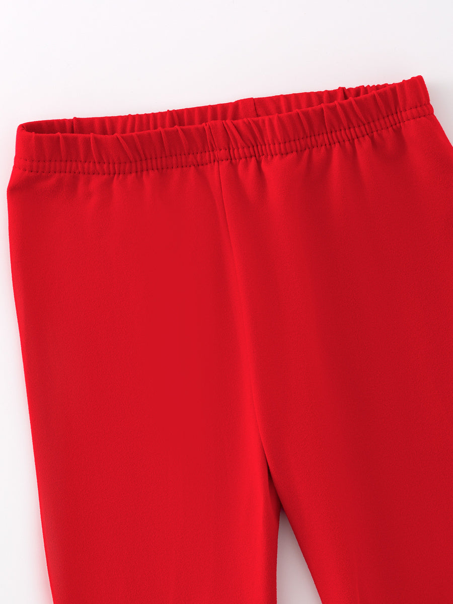 Red Milk Silk Ruffled Solid Color Pants