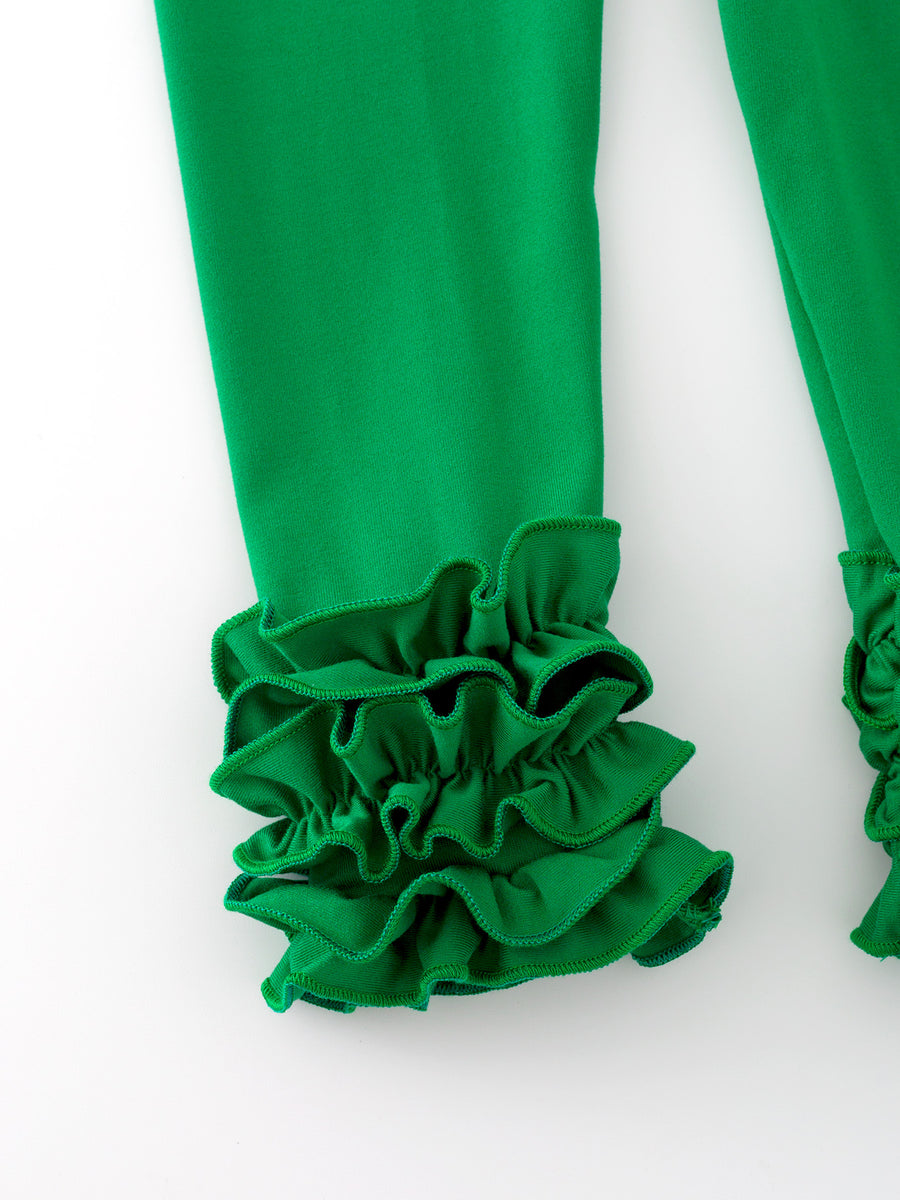 Green Milk Silk Ruffled Legging