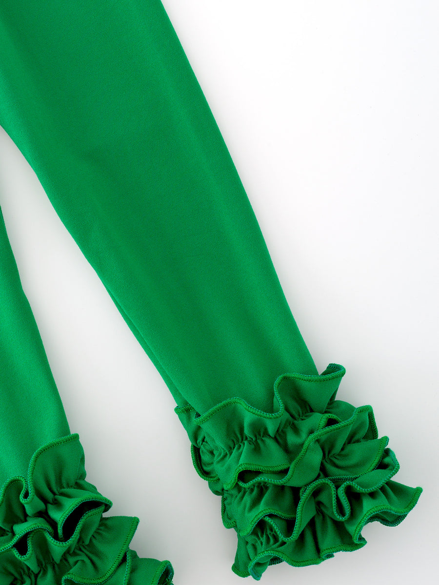 Green Milk Silk Ruffled Legging