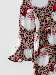 Girls Dress Of 2 Pcs In One Package Christmas Girls Santa Print Dress