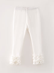 White Milk Silk Ruffled Solid Color Pants
