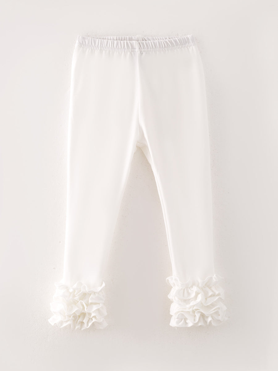 White Milk Silk Ruffled Solid Color Pants
