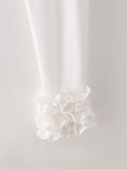 White Milk Silk Ruffled Solid Color Pants