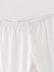 White Milk Silk Ruffled Solid Color Pants