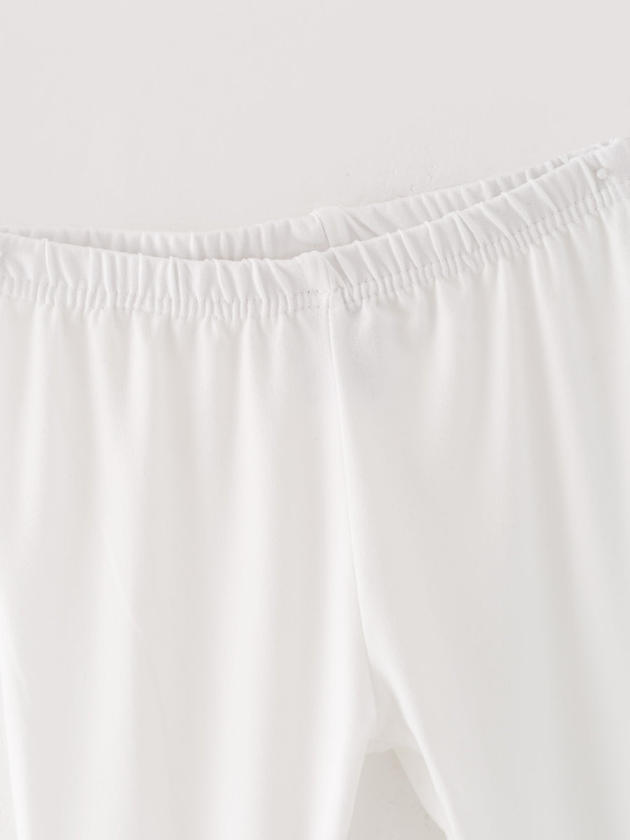 White Milk Silk Ruffled Solid Color Pants