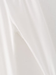 White Milk Silk Ruffled Solid Color Pants