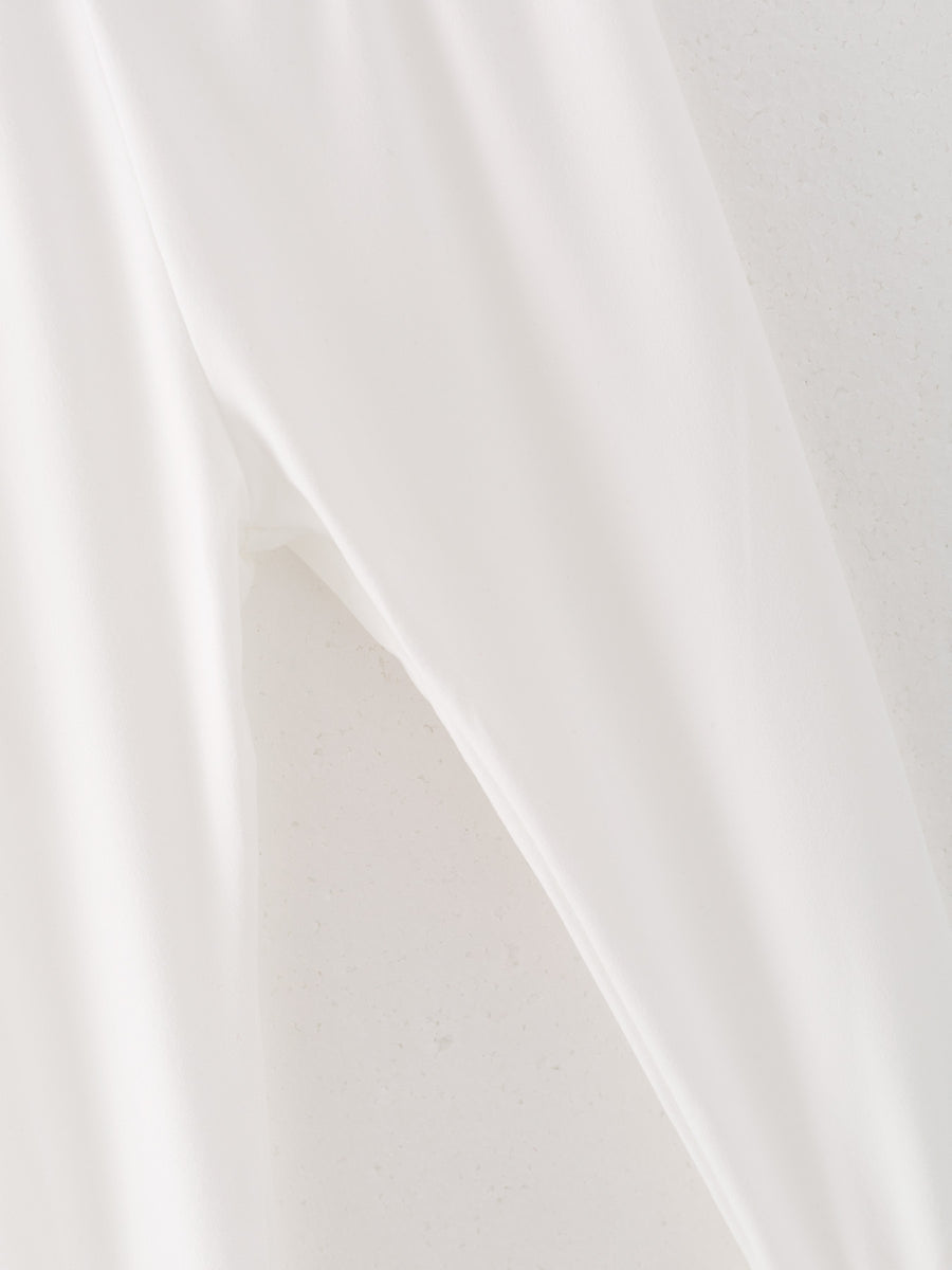 White Milk Silk Ruffled Solid Color Pants